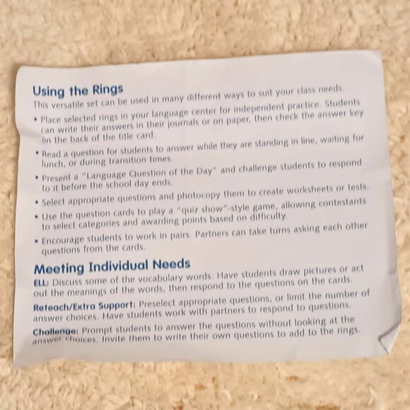 EUC ~ Lakeshore Language Test Prep Rings ~ Grade 1 - Picture 15 of 16